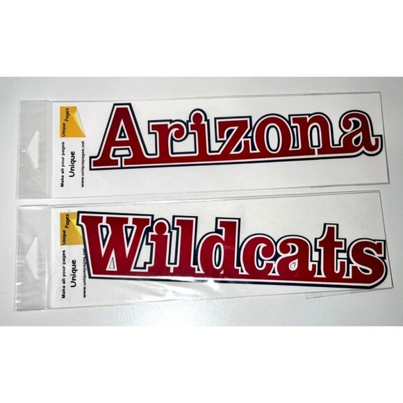 Arizona & Wildcats Sticker Decals Set Unique Paper Red & White Durable Vinyl - Picture 1 of 3